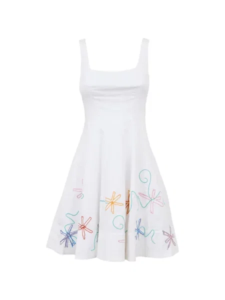Rochie mini Staud cu broderie alb
