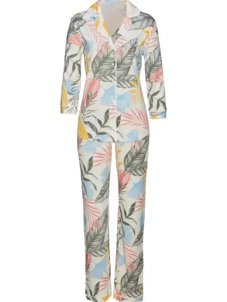 VIVANCE Pijama / albastru deschis / verde închis / galben auriu / roz deschis alb