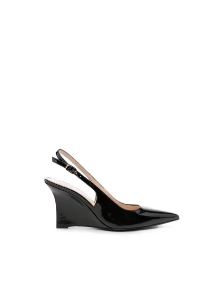 Czółenka Stuart Weitzman skórzana z otwartą piętą czarna