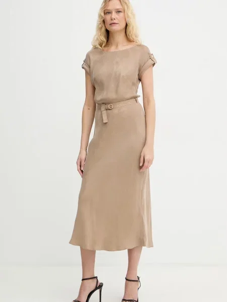 Guess obleka z viskozo DALIA bež