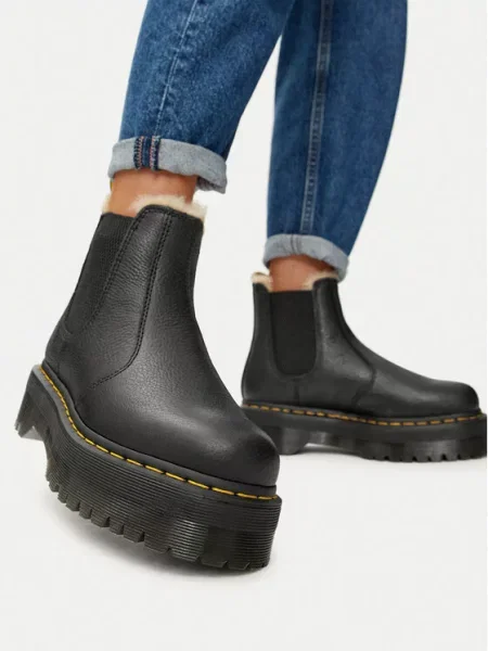Kotníková obuv s elastickým prvkem Dr. Martens černé