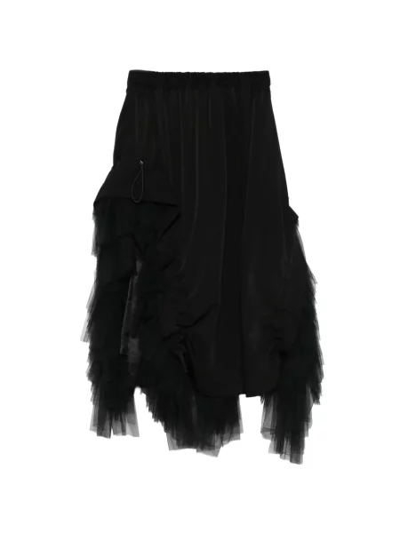 Fustă Noir Kei Ninomiya cu volane din tul negru