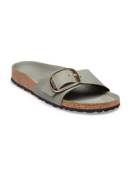 Papuci Birkenstock din piele cu cataramă verde