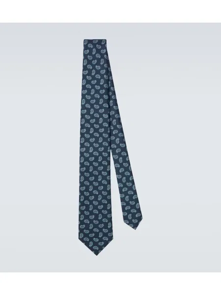 Svilena kravata Brioni s paisley potiskom modra