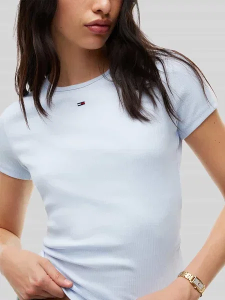 T-shirt w kroju slim fit z mieszanki bawełny Tommy Jeans