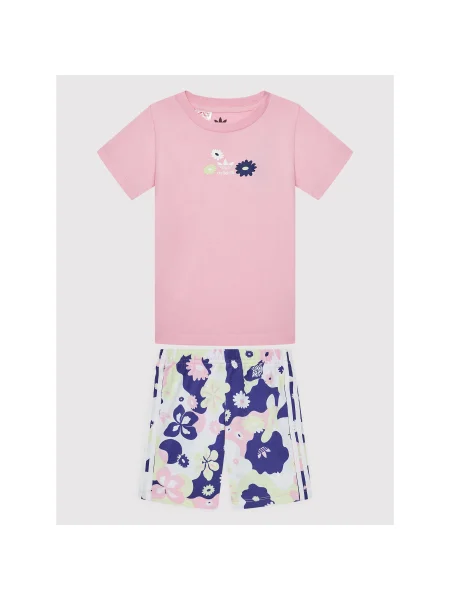 Adidas Póló és rövidnadrág Flower Print Regular Fit rózsaszín