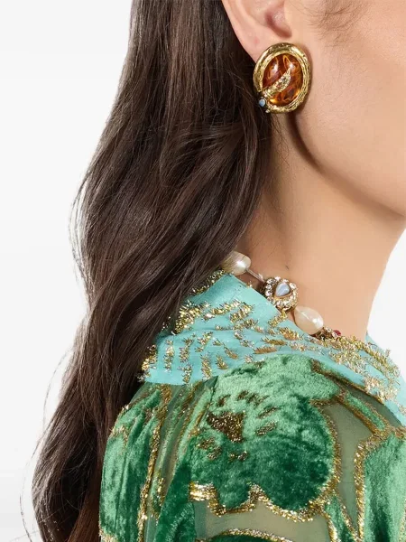 Cercei Roberto Cavalli cu chihlimbar cu model piele de șarpe