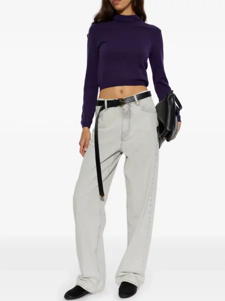 Lung pulover Jil Sander din cașmir violet