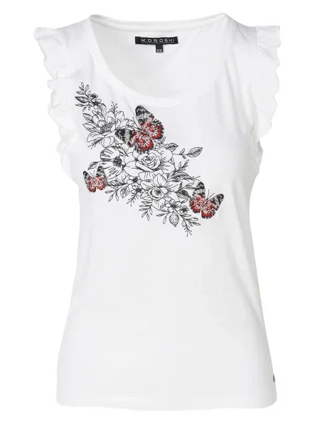 KOROSHI Top roșu / negru alb