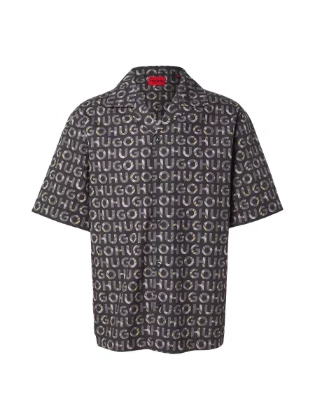 HUGO Košile Espino žlutá / šedá / tmavě šedá černá