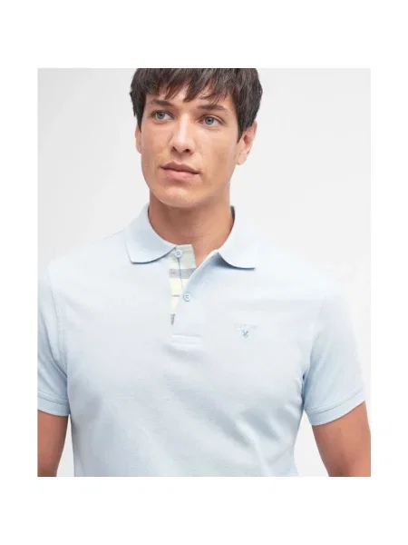 Koszulka polo Barbour w kratę niebieska