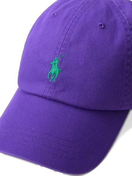 Lniana czapka z daszkiem Polo Ralph Lauren z okrągłym dekoltem niebieska