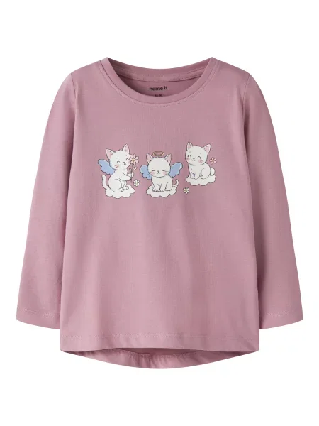 NAME IT Tricou NMFVIX albastru deschis / mauve alb
