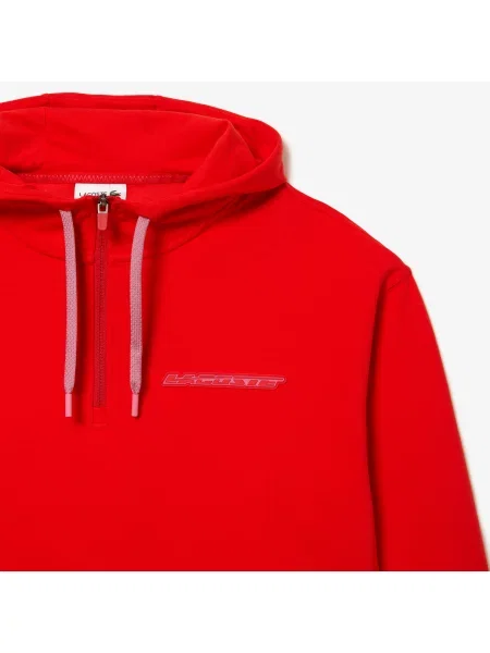 Lacoste Luźna Bluza Z Kapturem Dwustronna Lacoste czerwona
