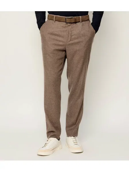 BOSS BLACK Pantaloni chino | Tapered fit cu adaos de lână negru