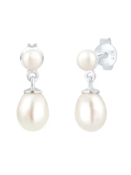 ELLI PREMIUM Náušnice stříbrná / perlově bílá