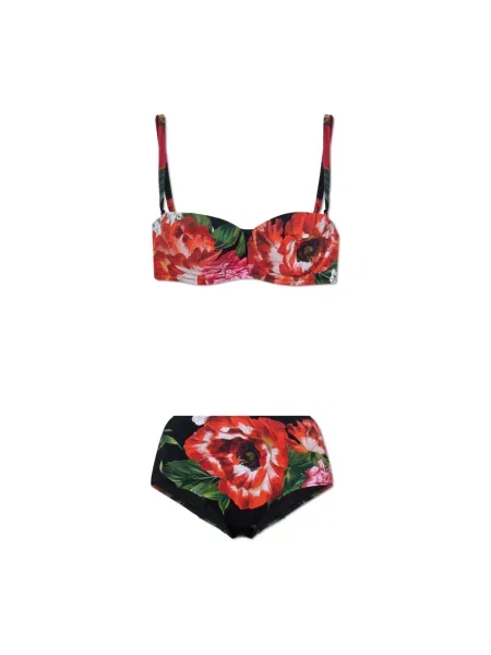 Lniany strój kąpielowy Dolce And Gabbana czerwony