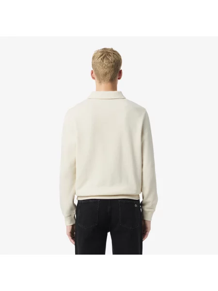 Lacoste Bluza Z Prążkowanym Kołnierzykiem Polo biały