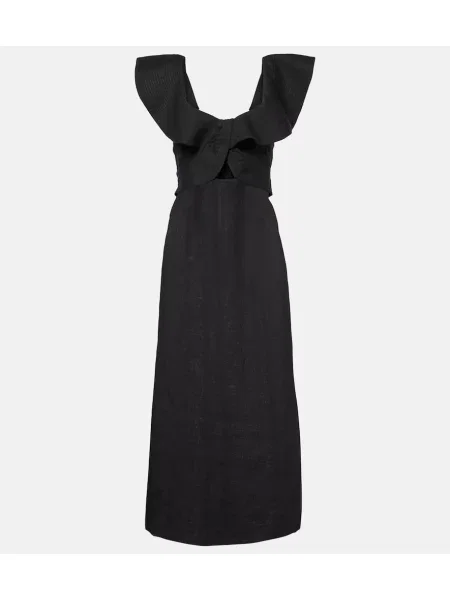 Rochie midi Johanna Ortiz cu volane până la genunchi de costum negru