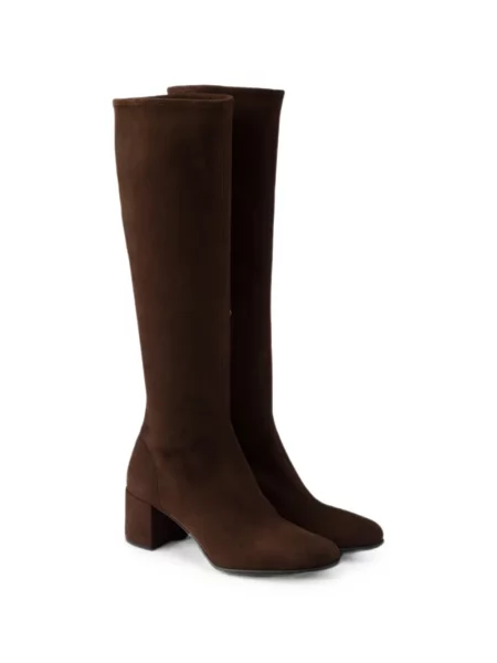 Botine Prada din piele de căprioară maro