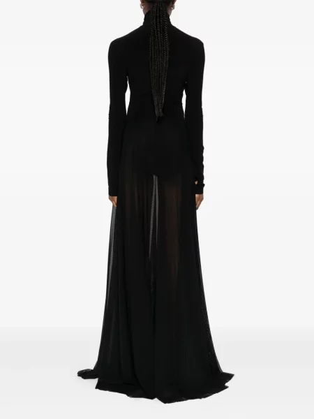 Rochie maxi Norma Kamali plisată lungă de costum negru