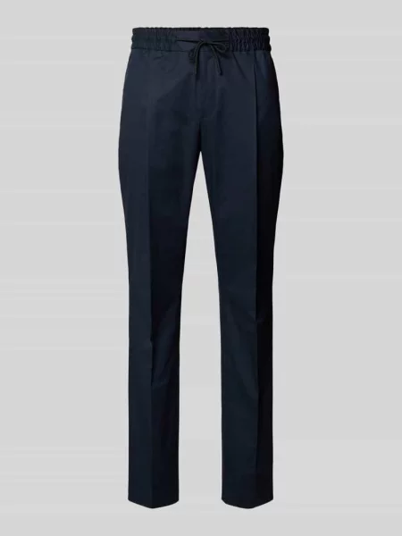 Spodnie z zakładkami w pasie o kroju slim fit z mieszanki bawełny model Hugo