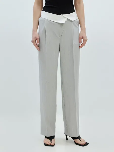 EDITED Pantaloni cu dungă Martine gri alb