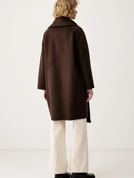 Calvin Klein płaszcz z wełną brązowy