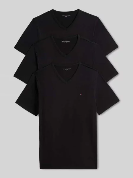 T-shirt o kroju regular fit z mieszanki bawełny w zestaw 3 szt. Tommy Hilfiger czarna