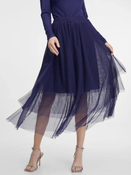 Fustă midi Orsay până la genunchi albastru