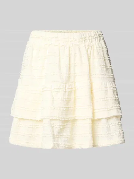 Spódnica mini rozkloszowana z falbanami model ‘GAYLE’ Only biała