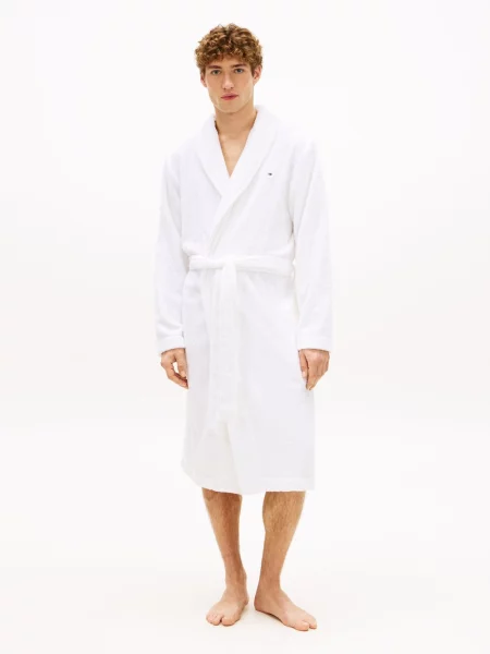 Szlafrok o kroju regular fit z czystej bawełny Tommy Hilfiger biały