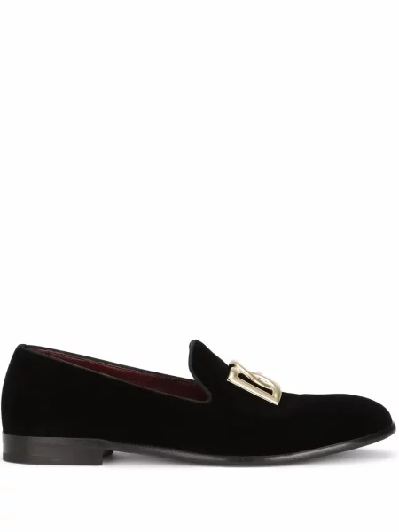 Papuci de casă Dolce & Gabbana de catifea negru