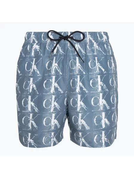 Szorty kąpielowe Calvin Klein Medium Drawstring Print blue niebieskie