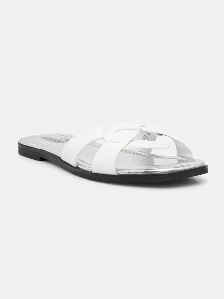 Love Moschino papuci de damă din piele alb