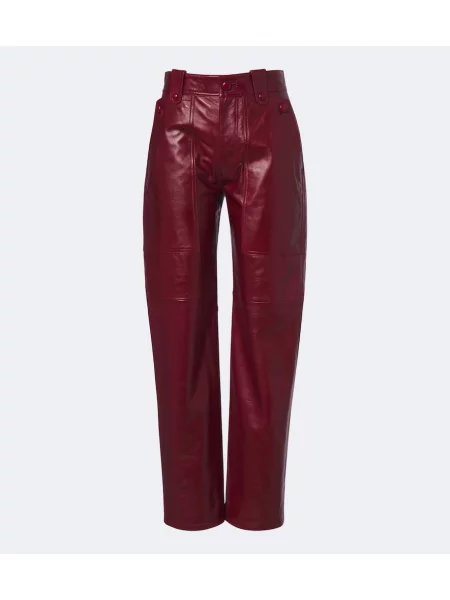 Pantaloni Isabel Marant din piele roșu