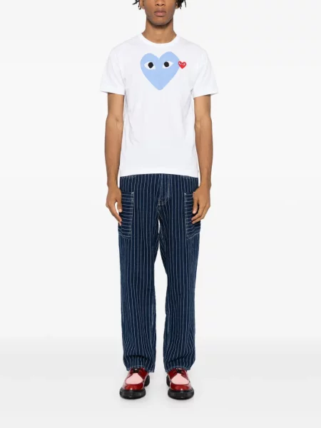 Marškinėliai Comme Des Garçons Play su širdelėmis balta