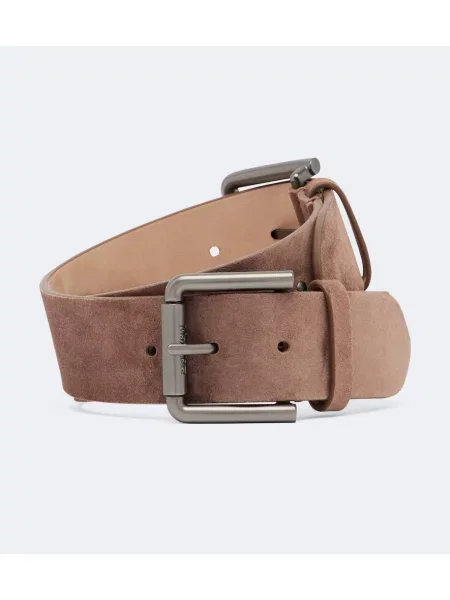 Cu centură curea Max Mara din piele de căprioară bej