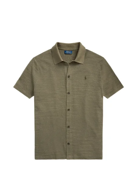 Matlasat tricou polo Polo Ralph Lauren cu decolteu rotund cu autograf roșu