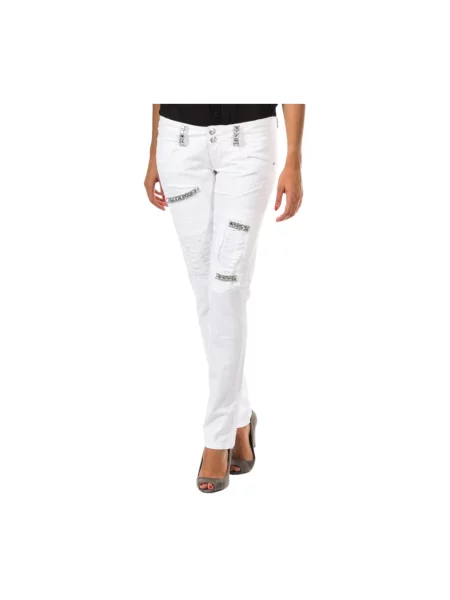 Skinny jeansy skinny Met białe