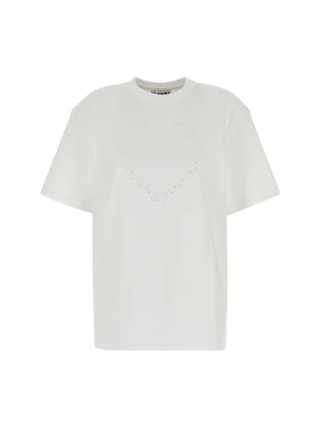 GANNI t-shirt Heavy Cotton Drop Shoulder Heart biały