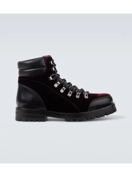 Gležnjarji Manolo Blahnik iz rebrastega žameta rjava