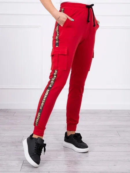 Pantaloni cargo Kesi roșu