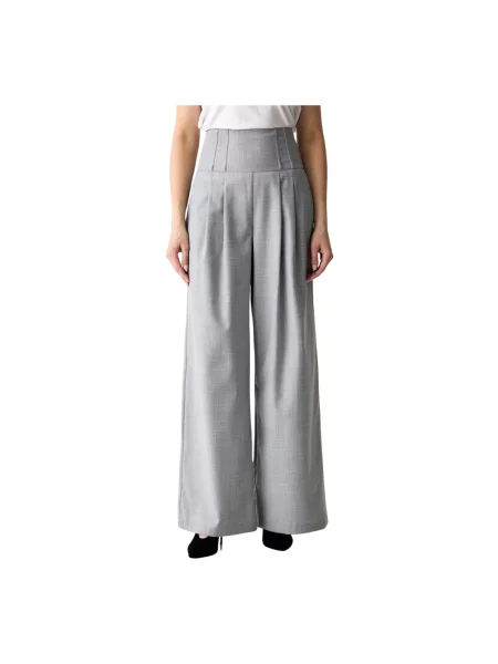Karl Lagerfeld spodnie wełniane szerokie high waist szary