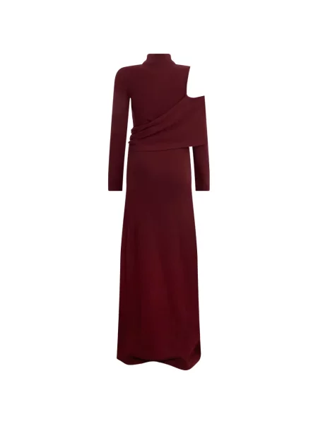 Rochie maxi Alberta Ferretti drapată cu un umăr gol roșu