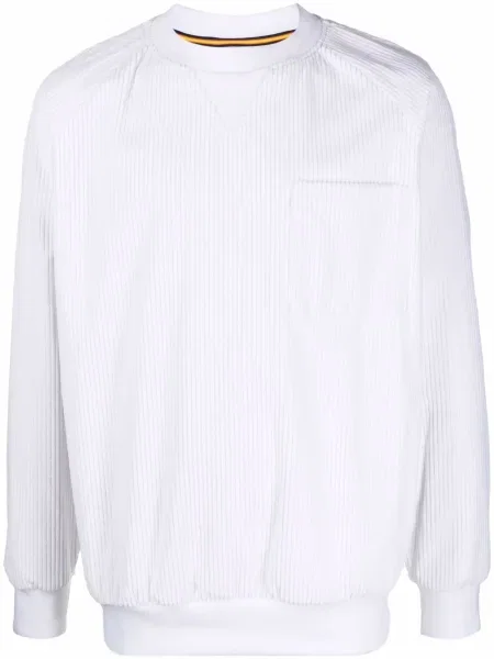 Bluza nierozpinana K-way R&d z okrągłym dekoltem prążkowana biała