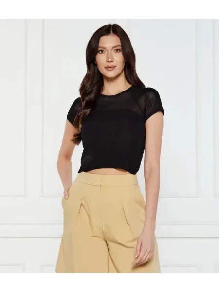 HUGO Bluză Slevetta | Cropped Fit negru