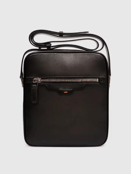 Шкіряна сумка з ефектом деграде Santoni чорна