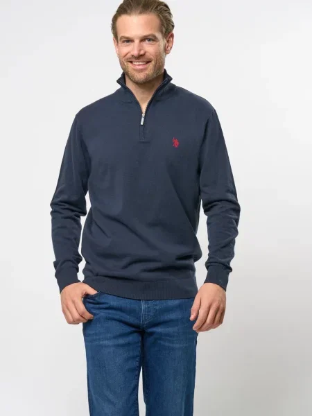 U.S. POLO ASSN. Pulover UMBRISON safir / cranberry roșu