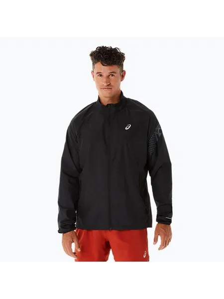 Jachetă de alergare pentru bărbați ASICS Icon performance black / stadium orange negru